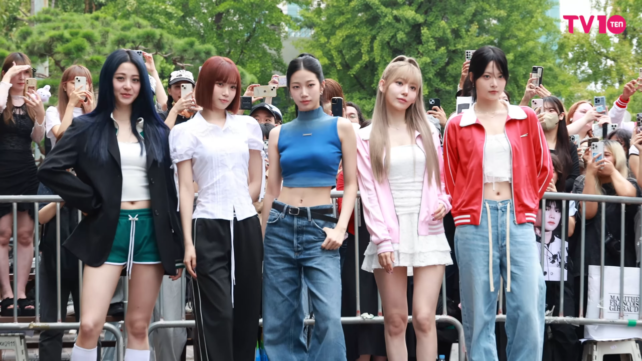 LE SSERAFIM llegando a una grabación de Music Bank